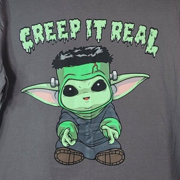 Star Wars Halloween Baby Yoda T Shirt Gray XL Creep It Real Frankenstein - Picture 3 of 6